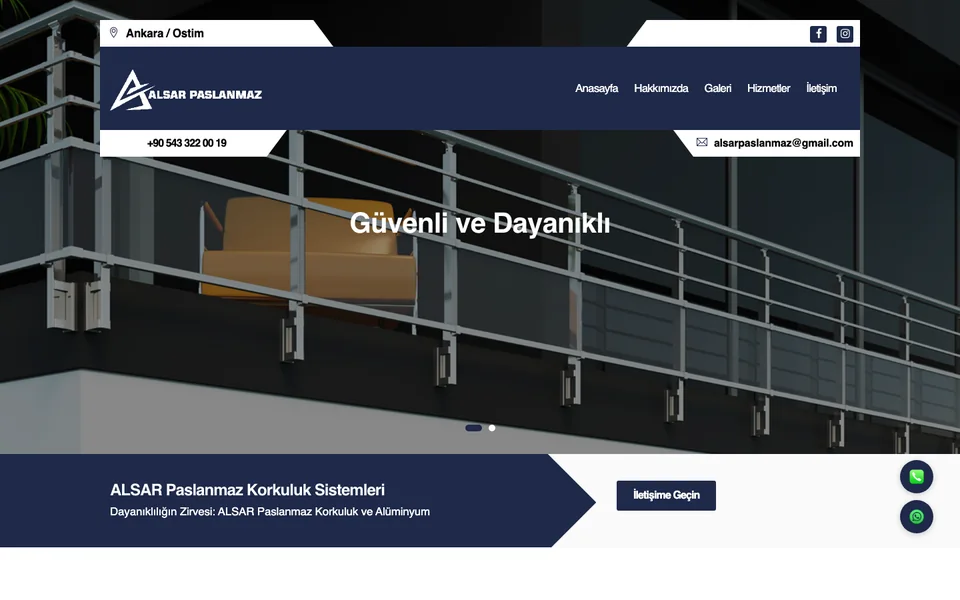 Alsar Paslanmaz web sitesi ekran görüntüsü