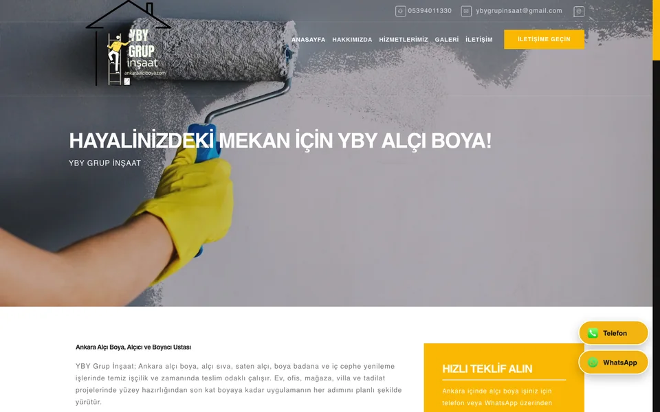 Ankara Alçı Boya web sitesi ekran görüntüsü