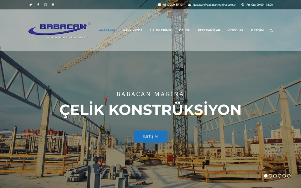 Babacan Makina web sitesi ekran görüntüsü