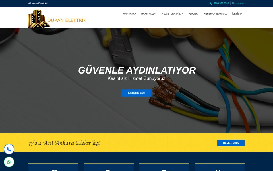 Duran Elektrik web sitesi ekran görüntüsü